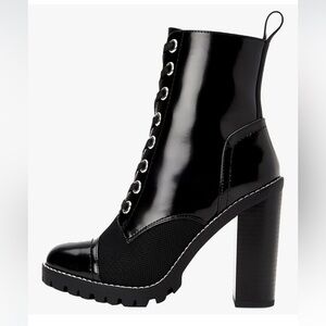 BCBG Black Lace-Up Ankle Boots